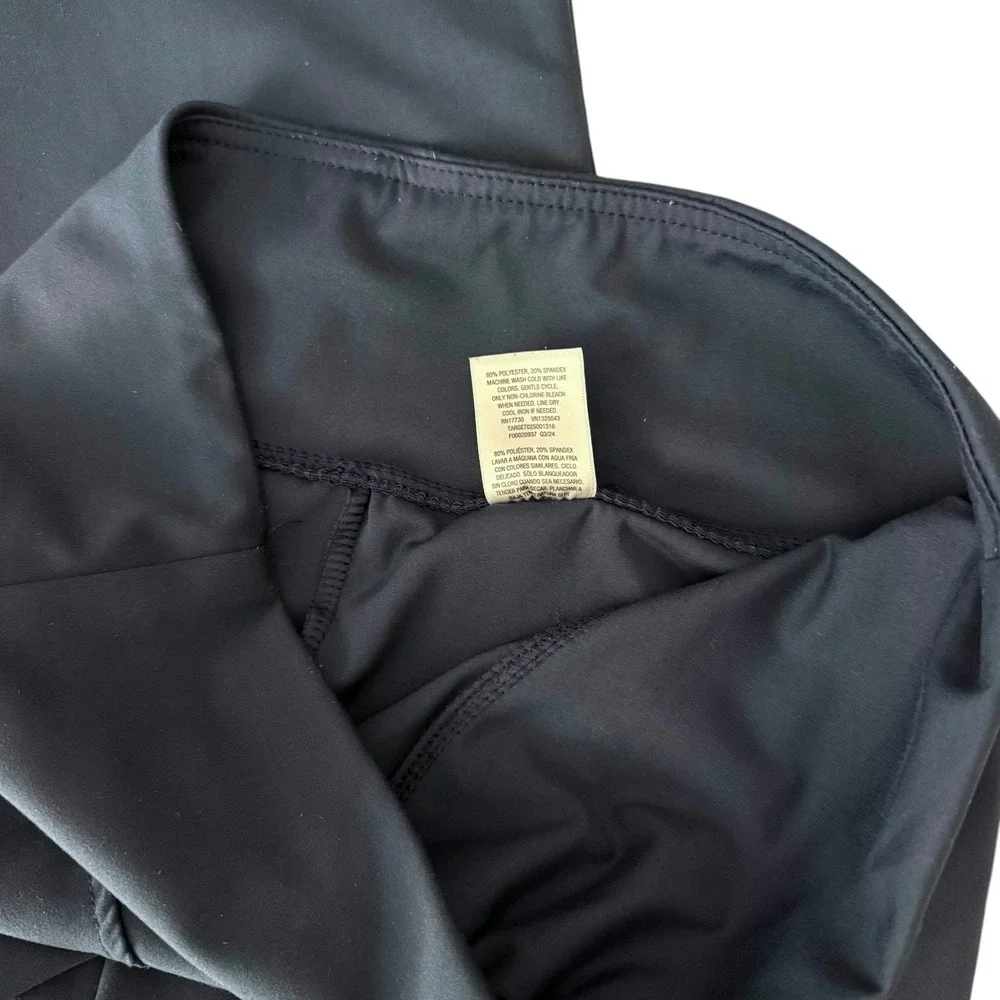 A New Day Flare Leggings Womens Large Navy Blue Ruched V-Front Yoga‎ NWOT